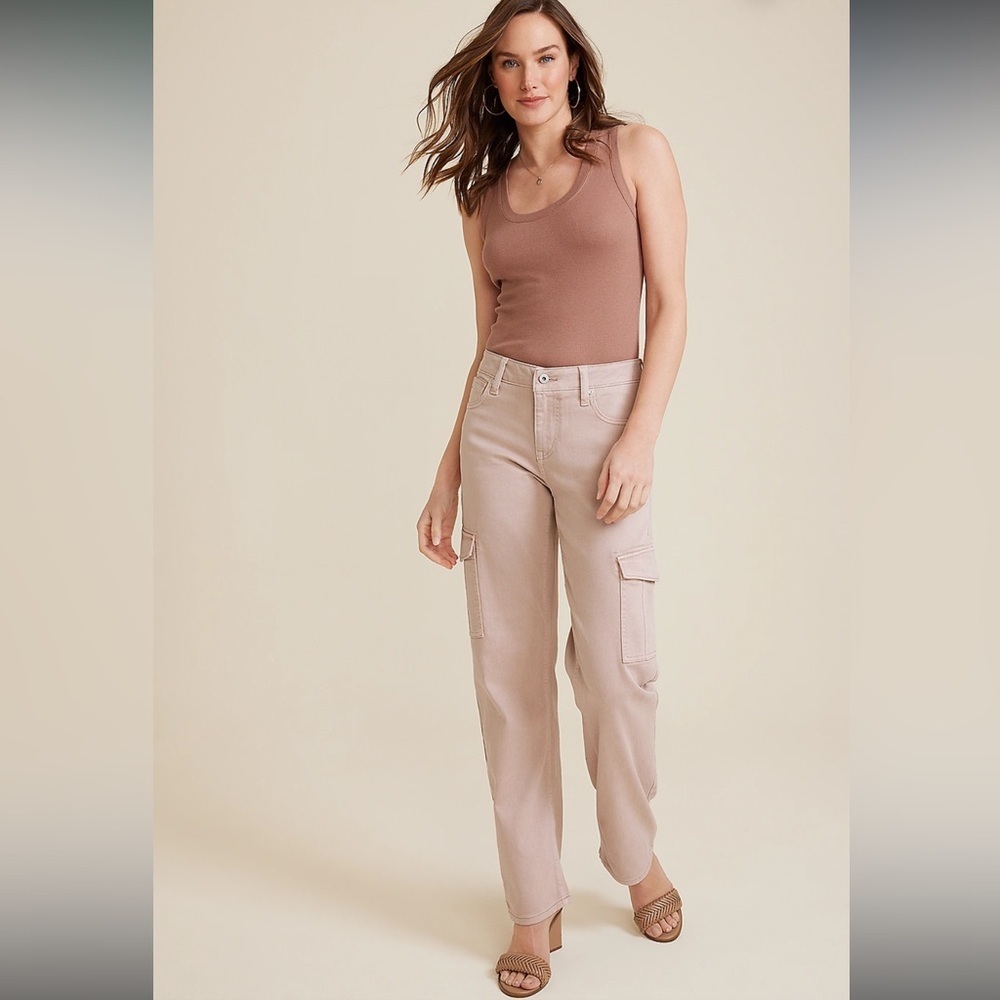Maurices edgely™ Pink Mid Rise Relaxed Boyfriend Straight Cargo Jean Size 10